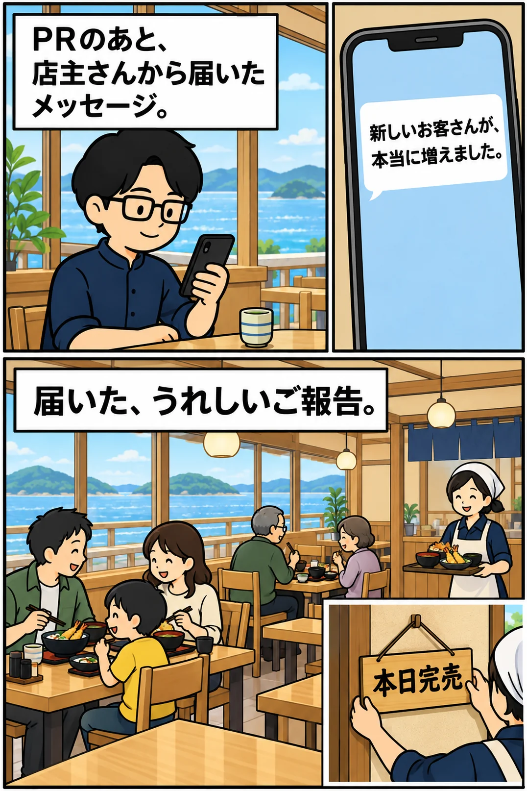 PRのあと、店主さんから届いたメッセージ「新しいお客さんが、本当に増えました。」届いた、うれしいご報告。本日完売