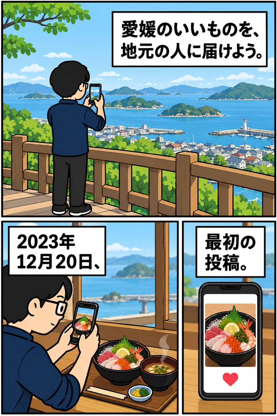愛媛のいいものを、地元の人に届けよう。2023年12月20日、最初の投稿。